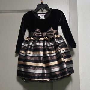 Bonnie Jean Black and Gold Formal Dress with Bow